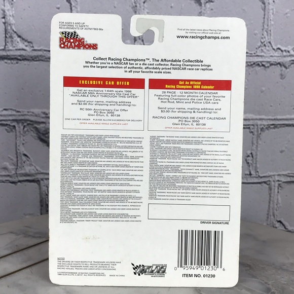 Racing Champions Wally Dallenbach 50th Anniversary NASCAR Vintage 90’s Toy Car - Picture 5 of 5